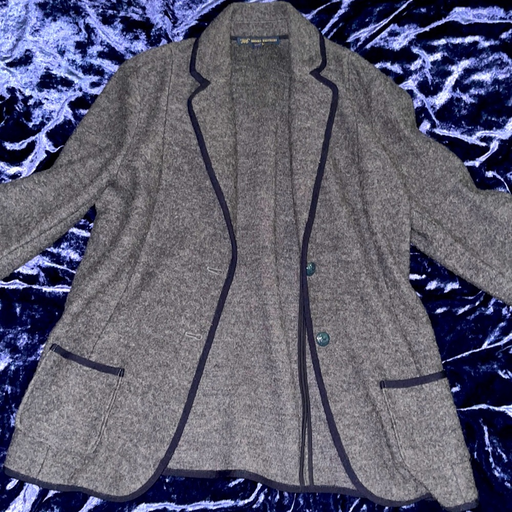 Brooks Brothers Gray and Navy Wool Blazer